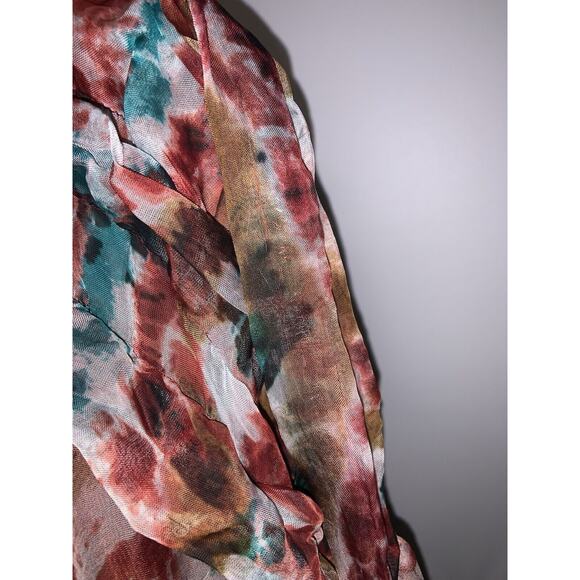 Papillon Y2K Purple Floral Mesh Halter Smock Dress Chiffon Ruffle Size Medium - Picture 5 of 8